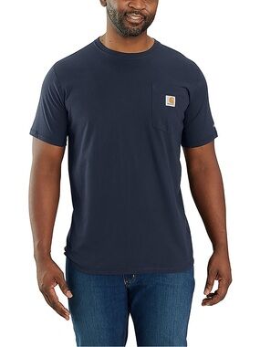 Carhartt Men's Force Relaxed Fit Midweight Navy Short-Sleeve Pocket Tee Size L